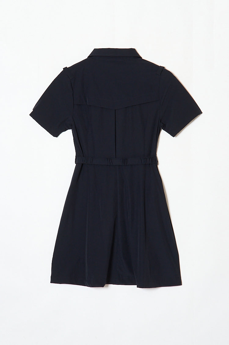Belted Trench Shirt Golf Dress Navy