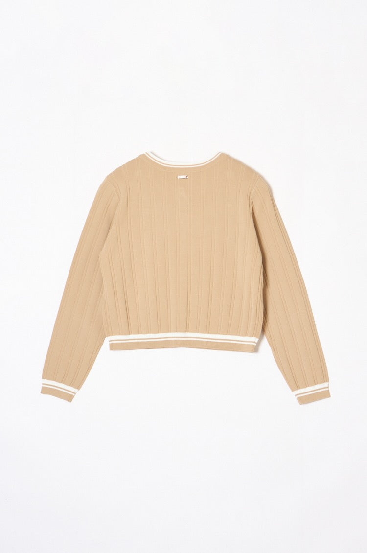 Urban Line Rib-knit Cardigan Beige