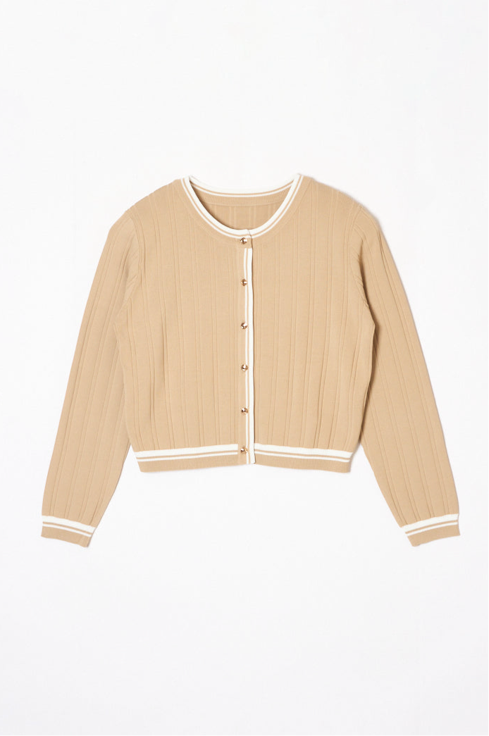 Urban Line Rib-knit Cardigan Beige