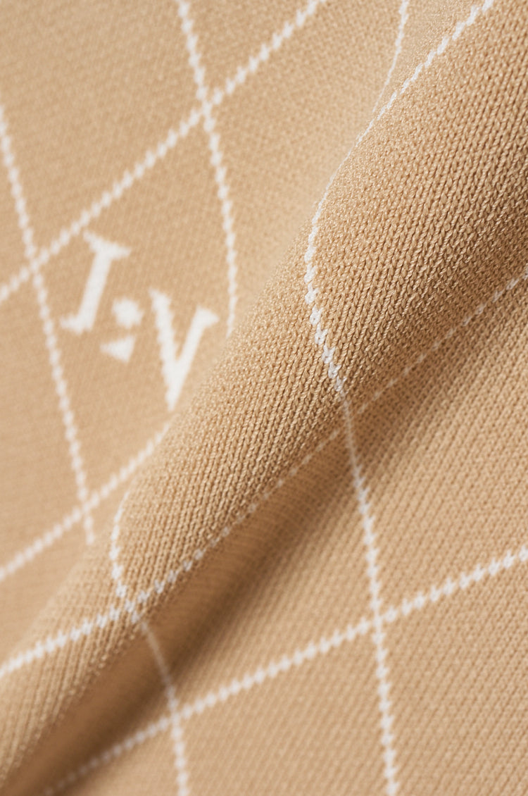 Logo Mock-neck Sleeveless Knit Beige