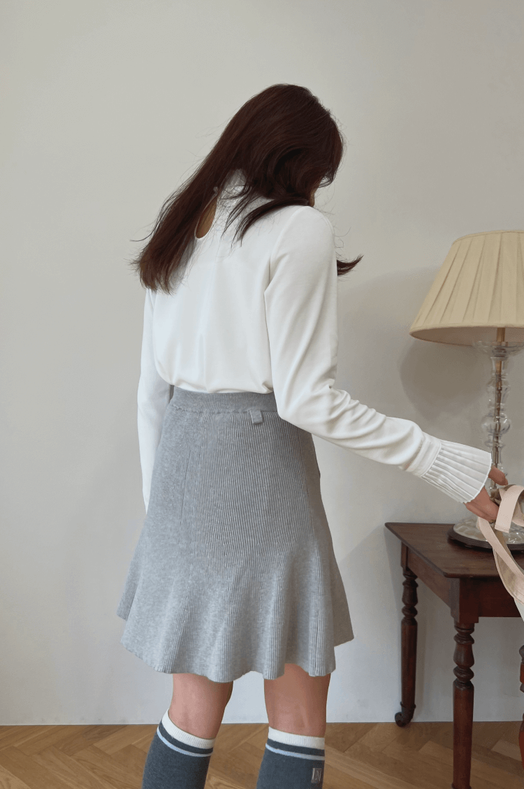 Wave knit skirt gray