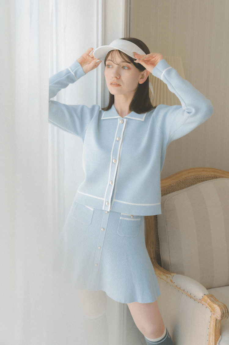 Lady knit jacket blue