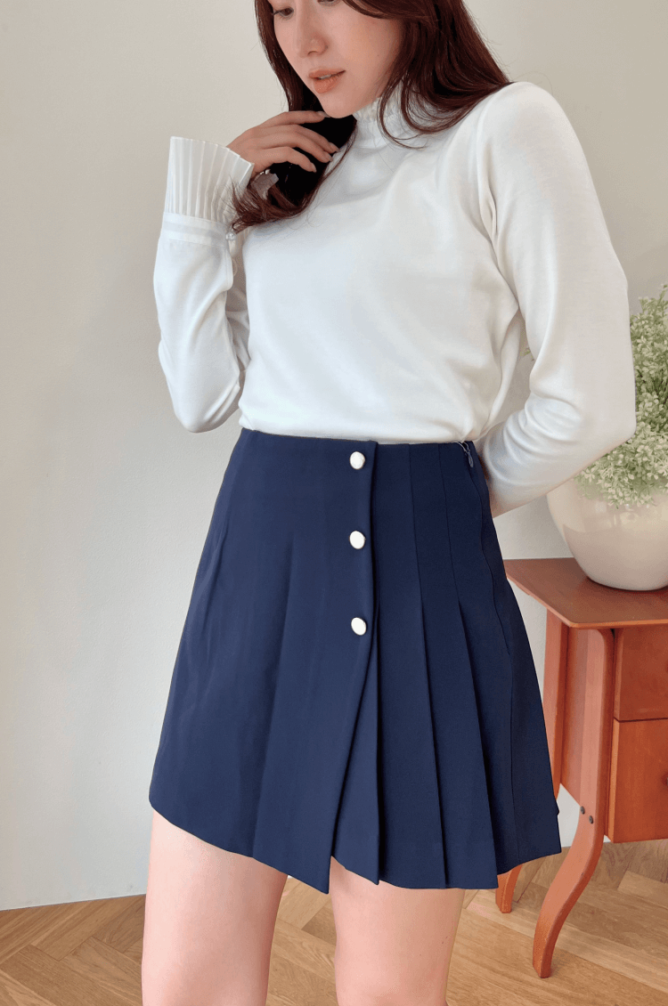 Classic pleats skirt navy