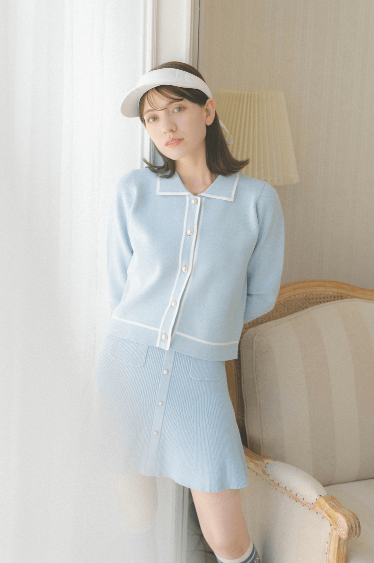Lady knit jacket blue