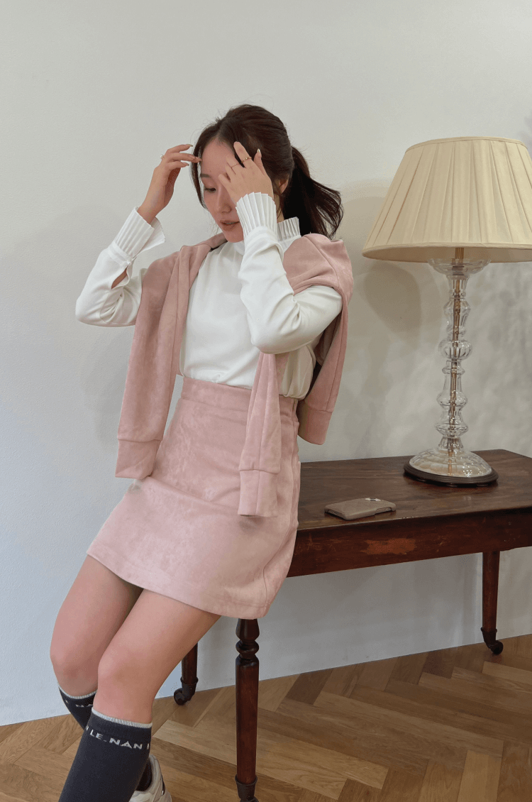 ポケット付きもちもちAラインスカート ピンク ゴルフウェア