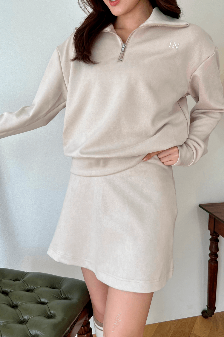 Mochi suède zip top beige
