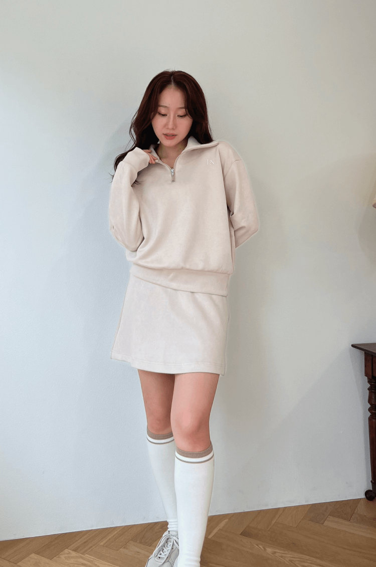 Mochi suède zip top beige