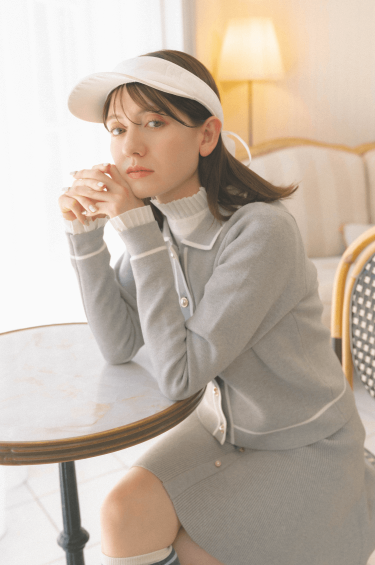 Wave knit skirt gray