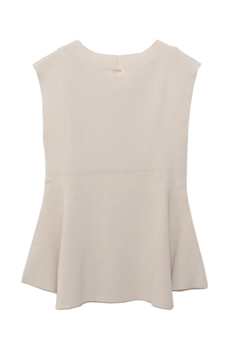 Flare no sleeve knit top beige