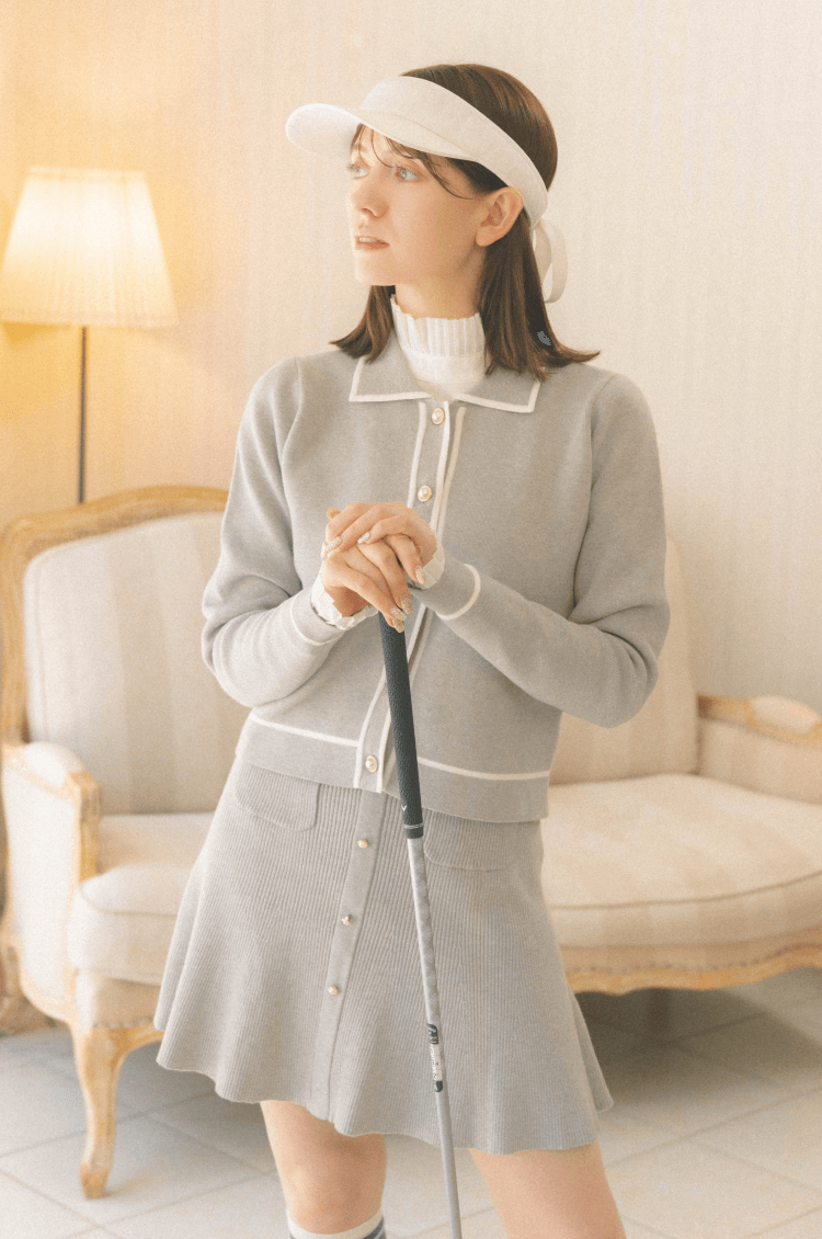 Wave knit skirt gray