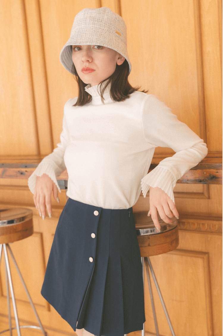 Classic pleats skirt navy