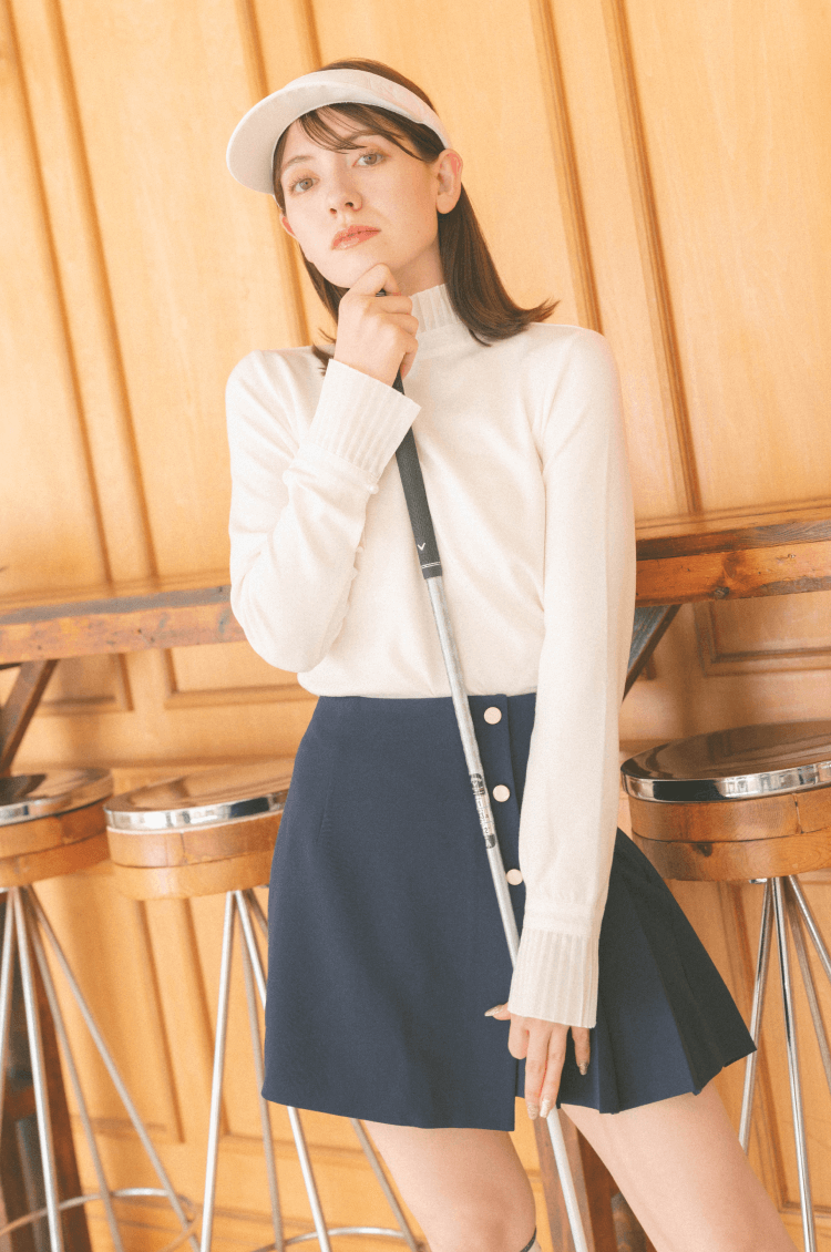 Classic pleats skirt navy