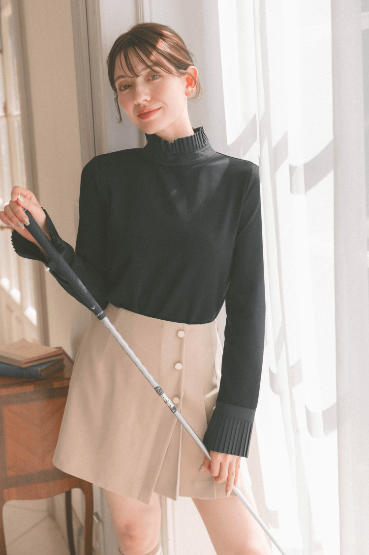 Classic pleats skirt beige