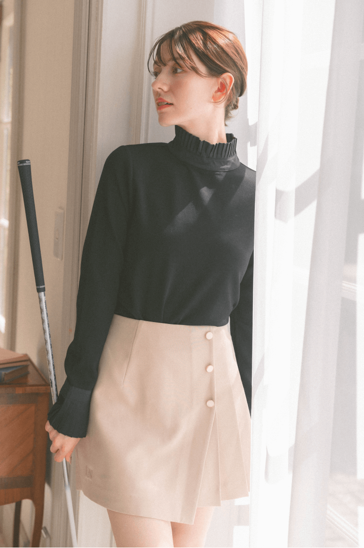 Classic pleats skirt beige