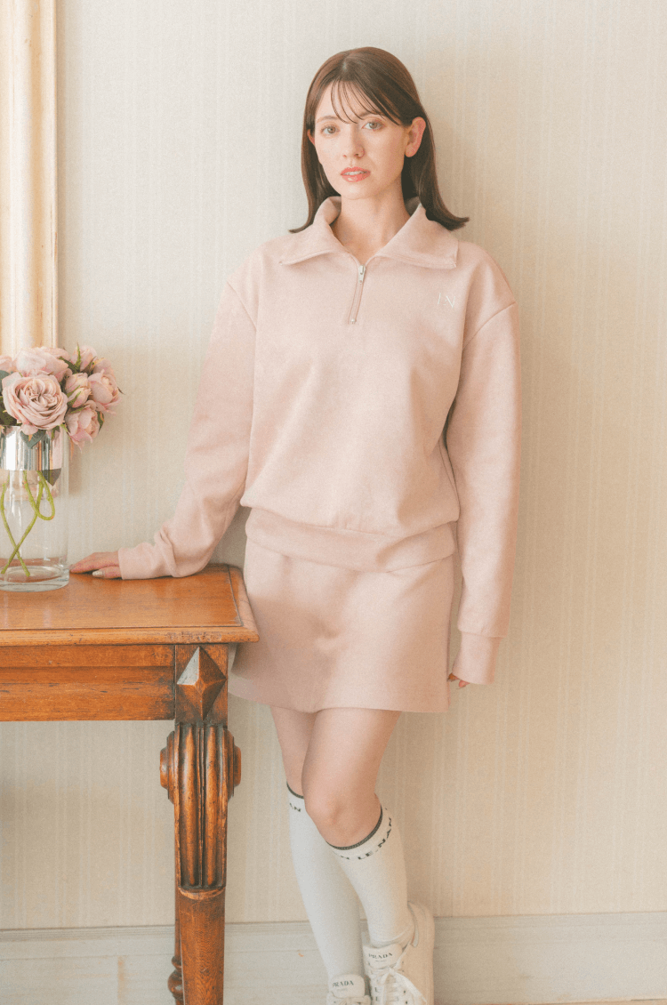 Mochi suède zip top pink
