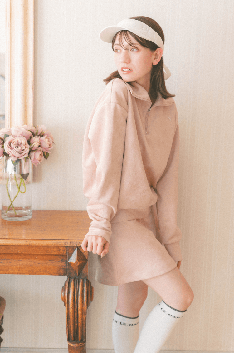 Mochi suède zip top pink