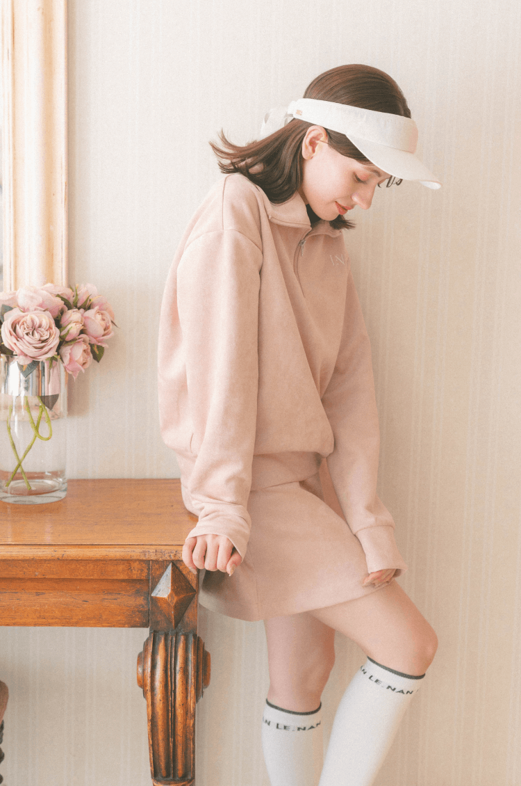 Mochi suède zip top pink