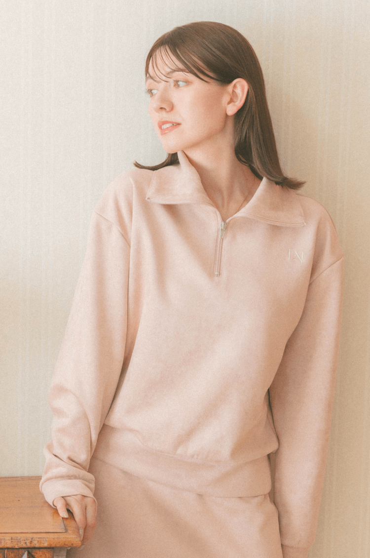 Mochi suède zip top pink