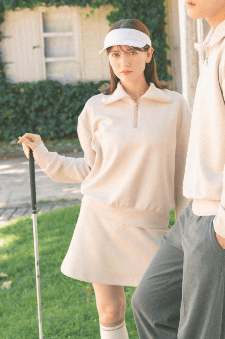 ポケット付きもちもちAラインスカート ベージュ ゴルフウェア – LE.NAN
