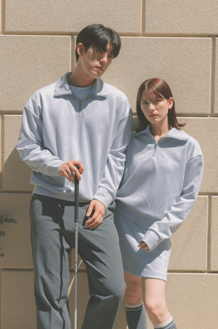 Mens Mochi suède zip top blue