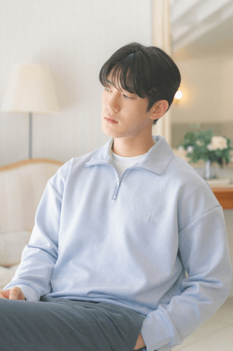 Mens Mochi suède zip top blue