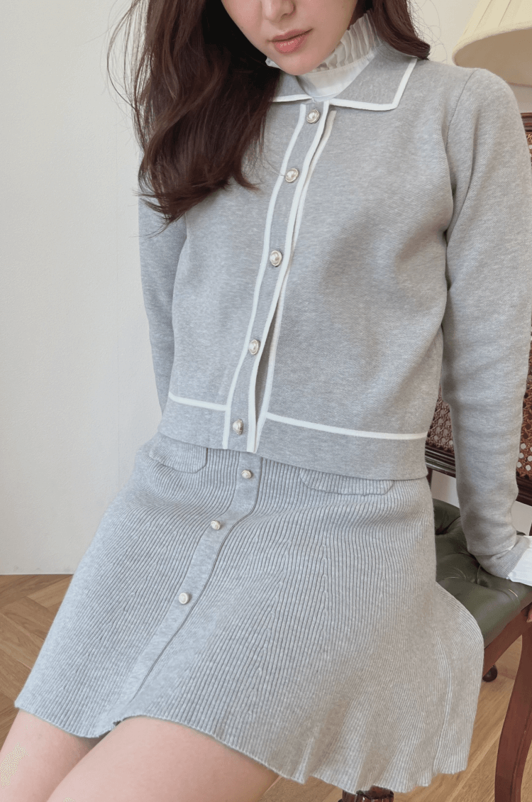 Wave knit skirt gray