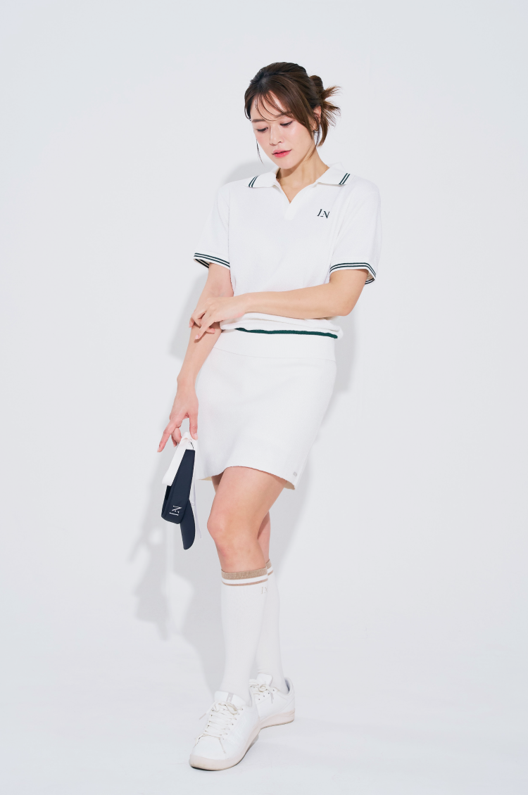 Terry Pique Skirt White