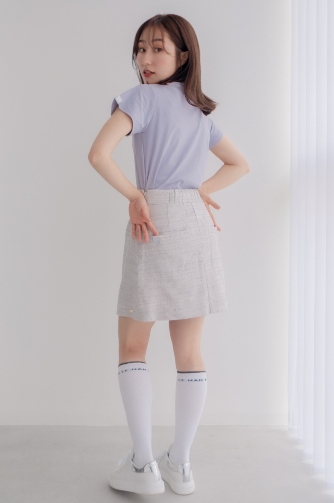 Stretch tweed rap skirt (3colors)