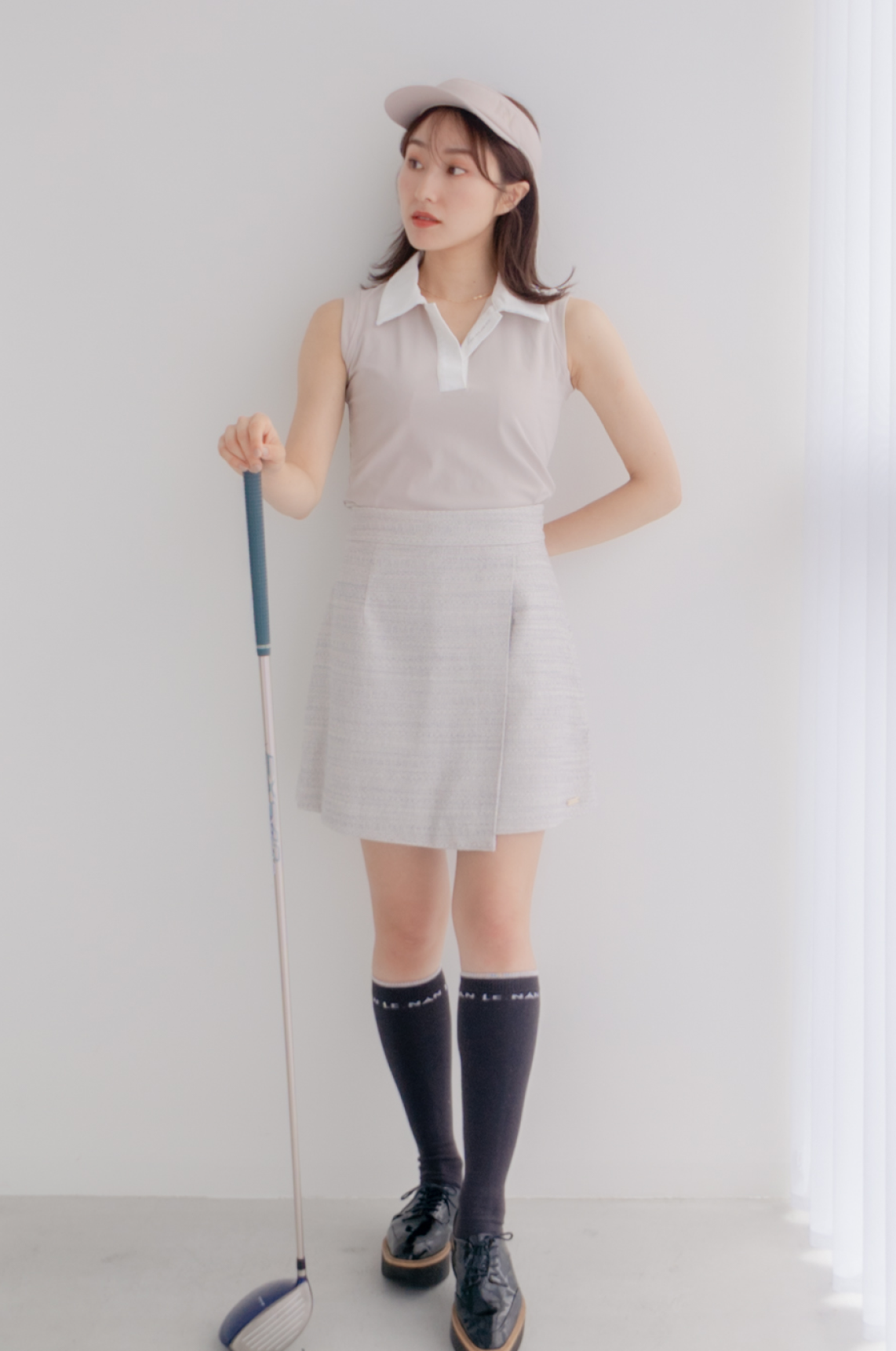 Stretch tweed rap skirt (3colors)
