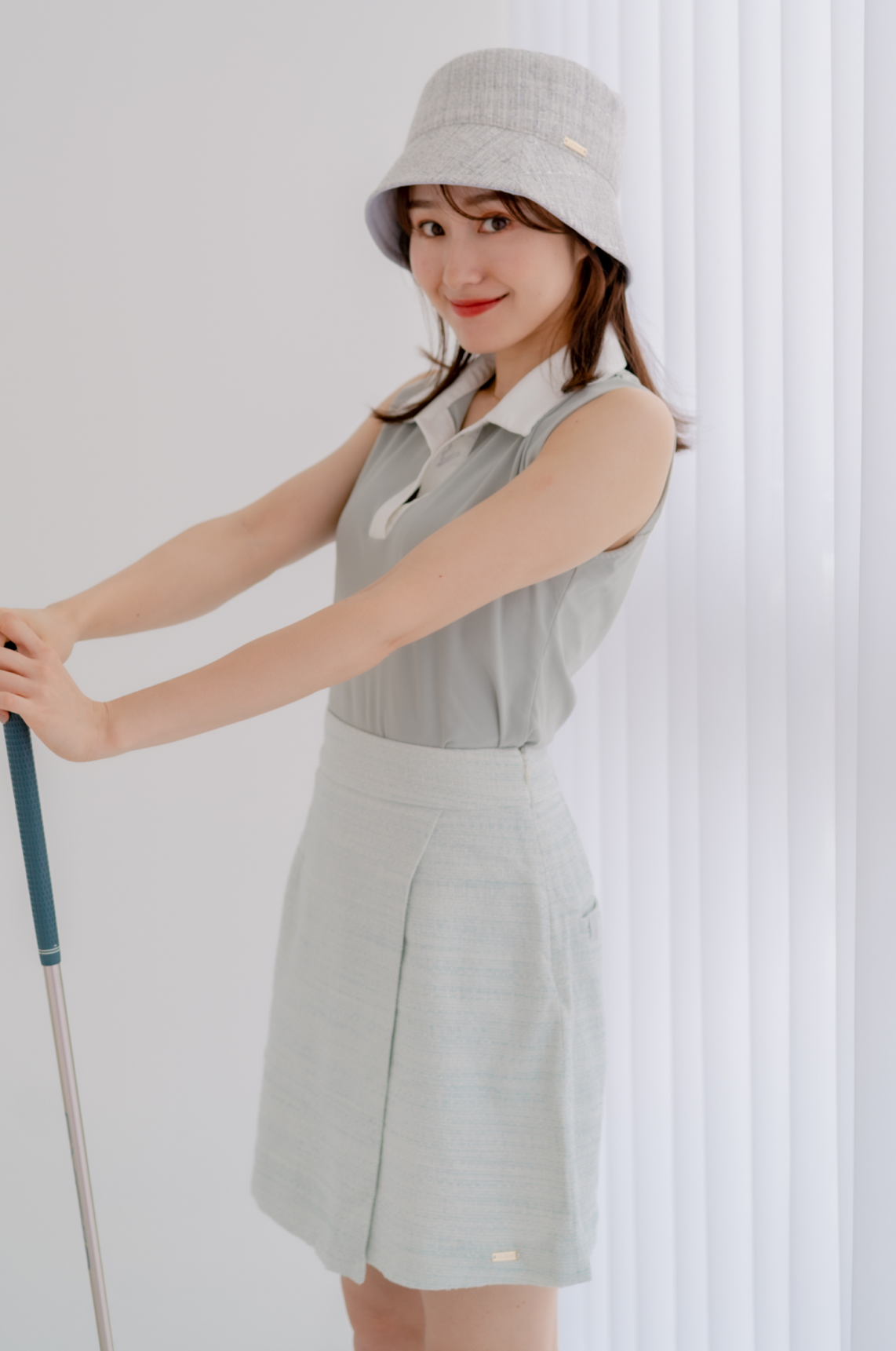 Stretch tweed rap skirt (3colors)