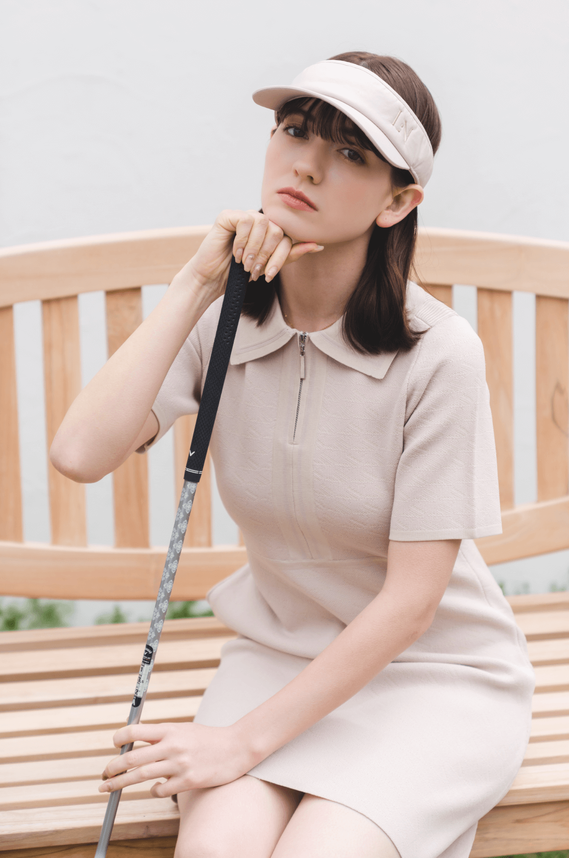 【再販】Logo zip one-piece pink*beige