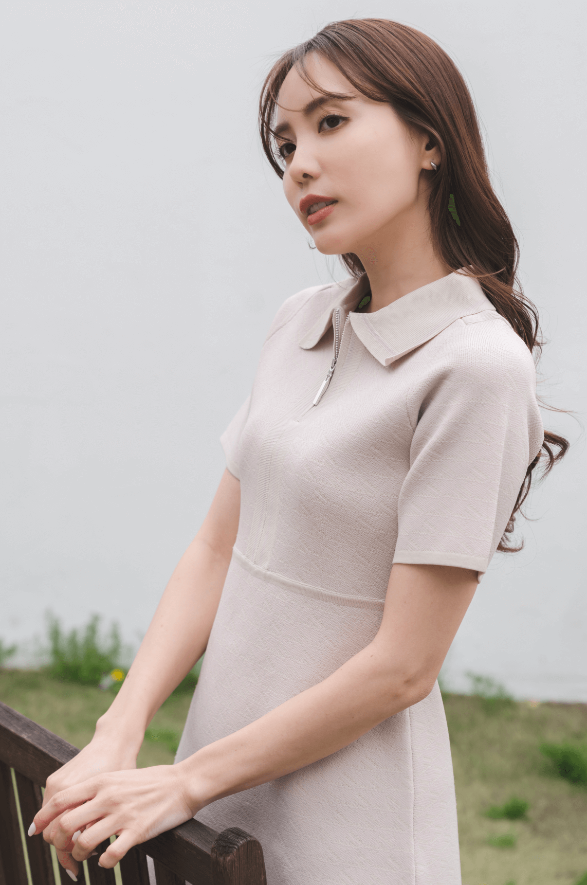 【再販】Logo zip one-piece pink