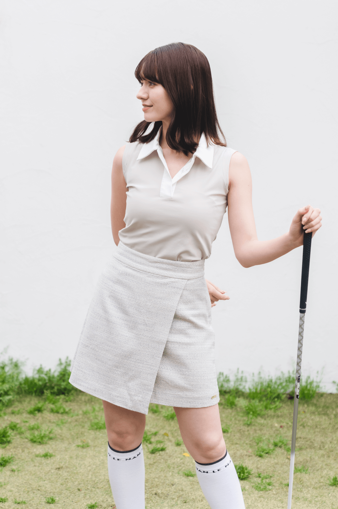 Stretch tweed rap skirt (3colors)