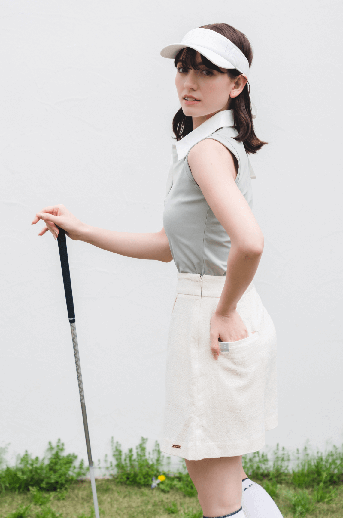 Stretch tweed rap skirt (3colors)