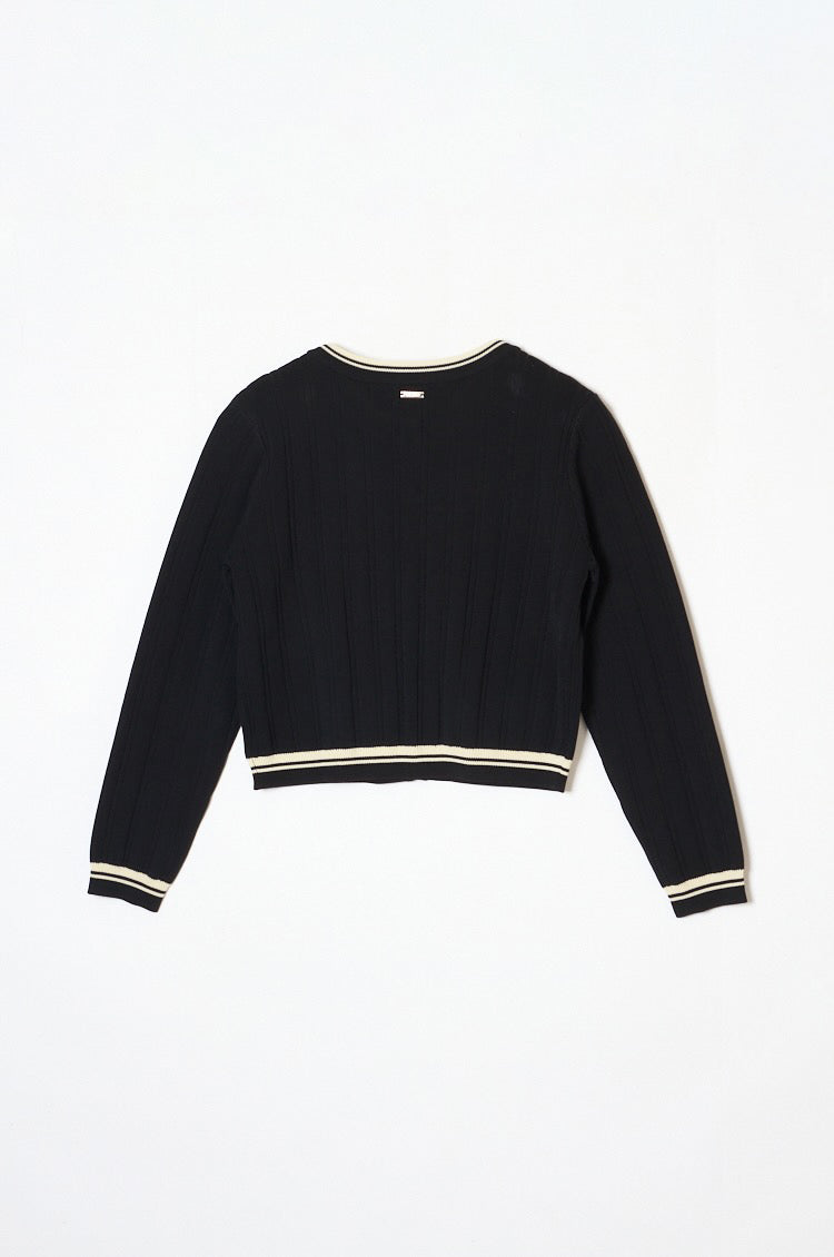 Urban Line Rib-knit Cardigan Black