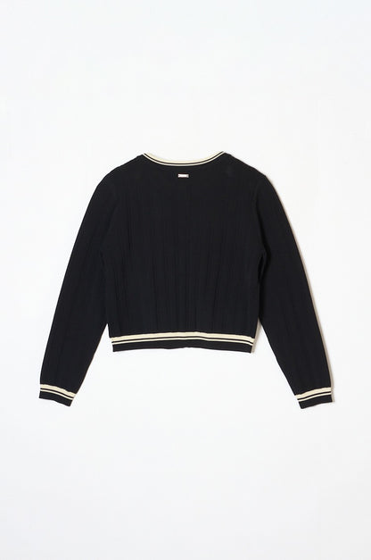 Urban Line Rib-knit Cardigan Black