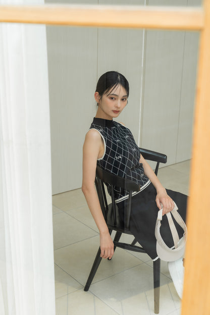 Logo Mock-neck Sleeveless Knit Black