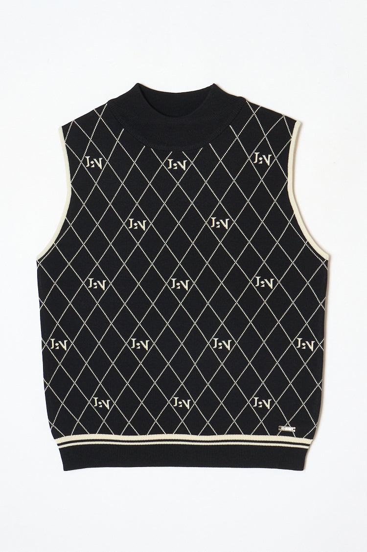 Logo Mock-neck Sleeveless Knit Black