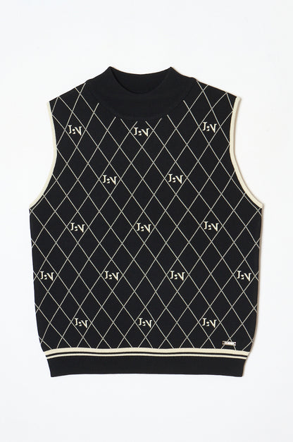Logo Mock-neck Sleeveless Knit Black