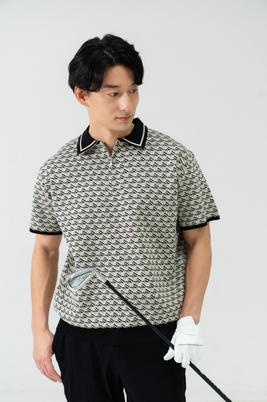 Logo Zip Top Beige