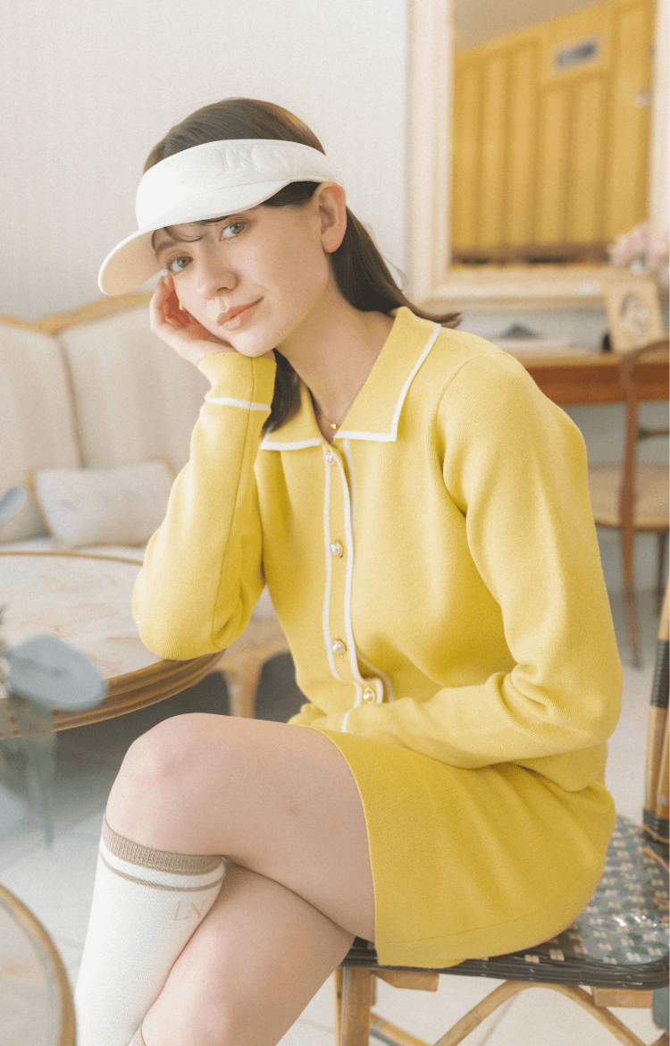Straight knit skirt yellow