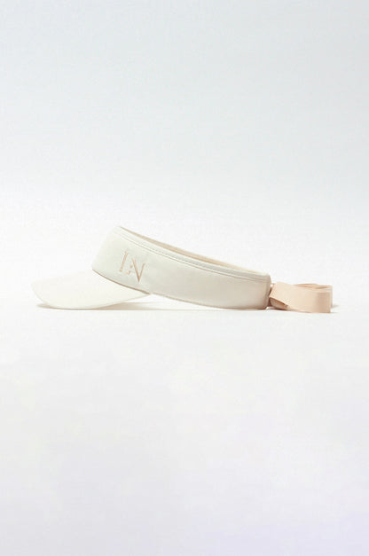 Logo ribbon sunvisor  Ivory × Beige