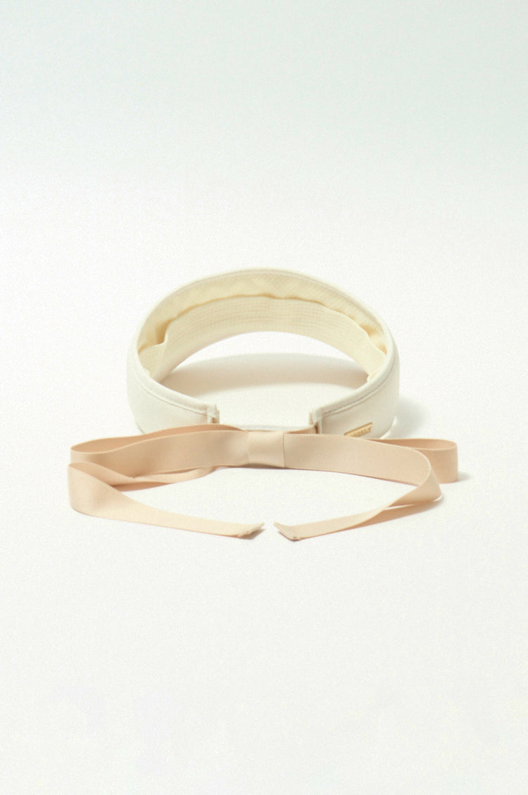 Logo ribbon sunvisor  Ivory × Beige