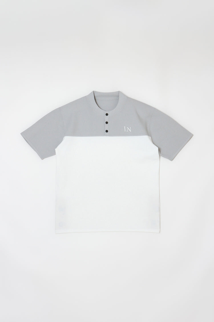 Stand Collar Knit Polo Gray