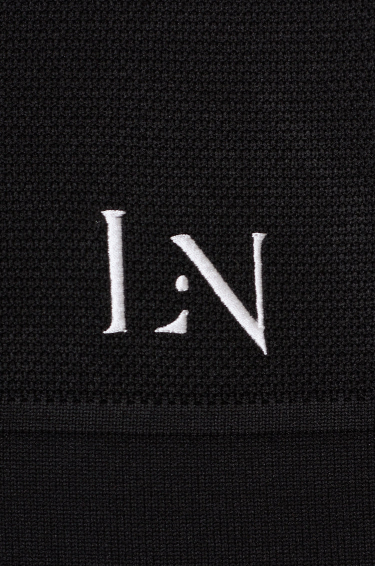 Stand Collar Knit Polo Black