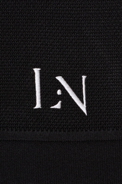 Stand Collar Knit Polo Black