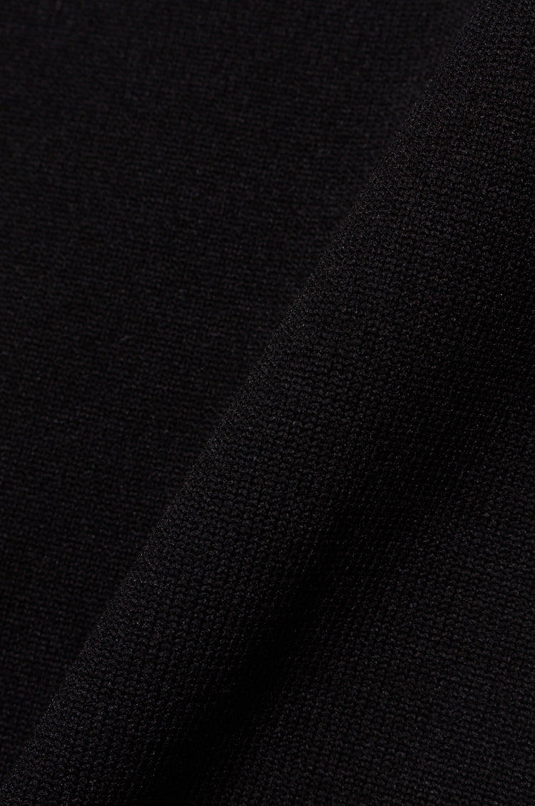 Stand Collar Knit Polo Black