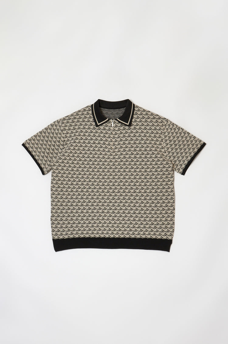 Logo Zip Top Beige