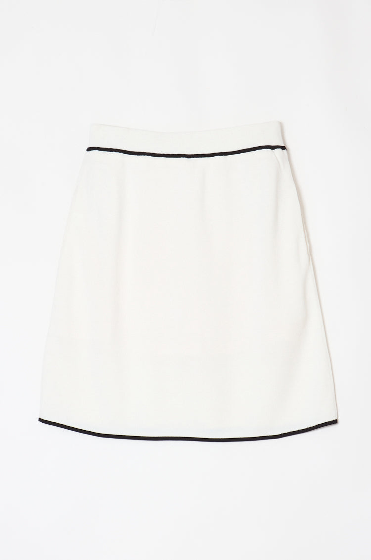Classic Line Knit Skirt White