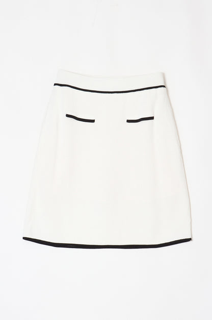 Classic Line Knit Skirt White